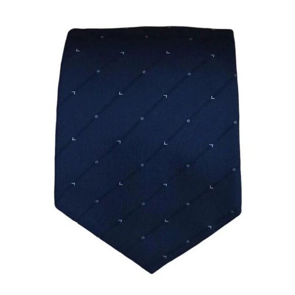 LANCEL PARIS Blue Striped & Geometric Silk Tie FRANCE 59